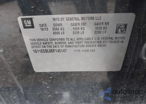 2014 Chevrolet Malibu 2Lt из США, поврежденный, VIN 1G11E5SL8EF145147